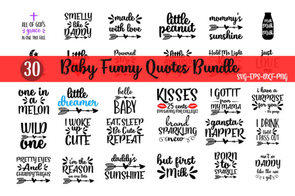 Baby Funny Quotes Bundle: Graphics for Crafts & Content