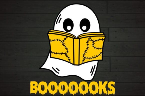 Boooks Funny Halloween Book Reader Ghost Graphics and Crafts