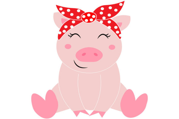 Pig with Red Bandana Svg, Cute Pig Svg, Graphics for Crafts